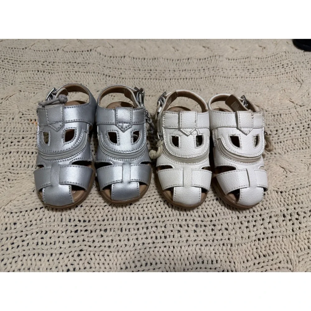 Billy Footwear Adaptive Sandals Lot 2 Pairs Silver White Toddler 8M BT22134-100